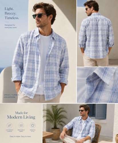 Image of Afflatus Men's Checked Casual Premium Cotton Blend Full Sleeve Regular Fit Check Shirt for Man | Stylish Checks Shirt for Casual Wear | Cotton Shirt for Men