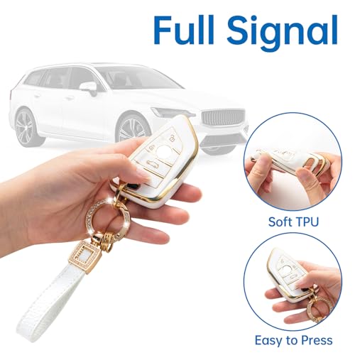 image for CACARLIKE for BMW Key Fob Cover with Leather Lanyard, Car Key Fob Case