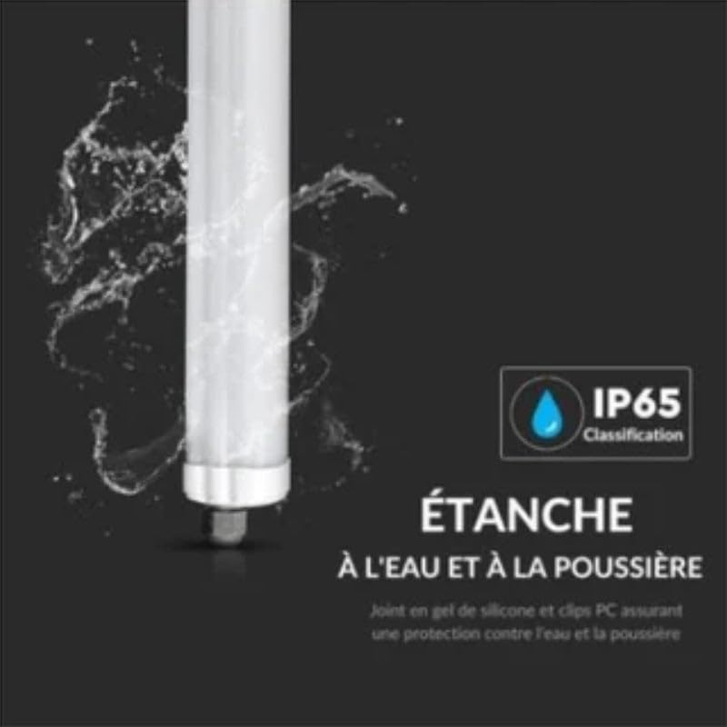 SILAMP Pack de 12 – Regleta LED impermeable 150 cm 48 W IP65 120 lm/W interconectable – Blanco frío 6000 K – 8000 K