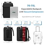 Vacuum Travel Backpack, 70L Expandable Air Vacuum Backpack for Travel, Vacpack Travel Vacuum Bags with Pump, TSA Lock, USB Charging Port, Waterproof - Image 5