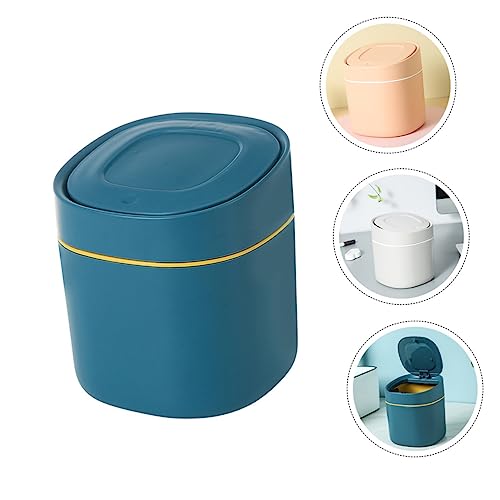 Caneca de basura compacta rectangular de plástico azul miniatura 7
