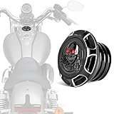 Motorcycle Gas Tank Cap Fit for Harley Sportster 1200 883, Softail, Road King, Iron 883 1200, Freewheeler, Forty Eight, Fat Boy, Dyna | Skull Pattern Fuel Tank Cove (Black)