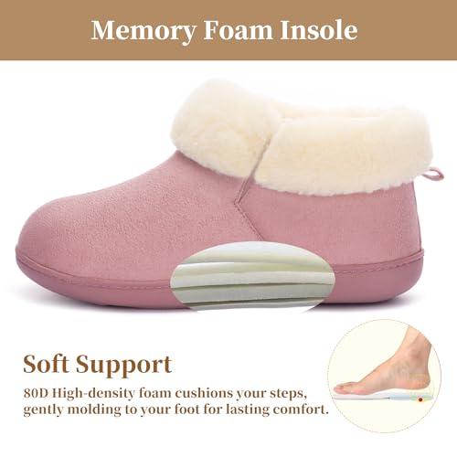 RockDove Women's Closed Back Bootie Slippers with Memory Foam Sherpa Lining Faux Suede Upper Non-Slip Sole Indoor Outdoor, Size 7 US Women, Baby Pink by RockDove - Image 5