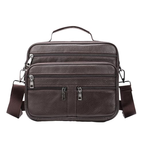Briefcases Genuine Leather Shoulder Bag for Men Black Handbag for Men Business Office Messenger Bag(Coffee)