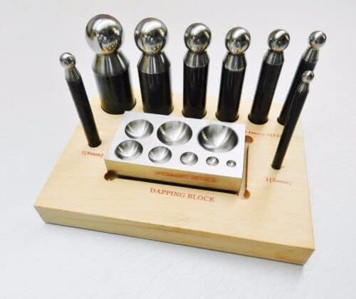 JTS Dapping Punch Set Steel Forming Block and 8 Punches 5-27mm Doming Jewelry Making