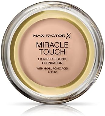 Max Factor Miracle Touch Perfecting Foundation, 40 Creamy Ivory, Full Coverage and Moisturising Effect with Hyaluronic Acid and SPF 30 Formula, 11.5 g
