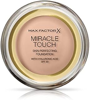 Max Factor Miracle Touch Perfecting Foundation, 40 Creamy Ivory, Full Coverage and Moisturising Effect with Hyaluronic Acid and SPF 30 Formula, 11.5 g
