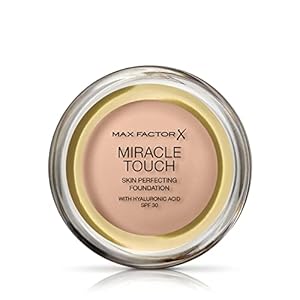 Max Factor Miracle Touch Perfecting Foundation, 40 Creamy Ivory, Full Coverage and Moisturising Effect with Hyaluronic Acid and SPF 30 Formula, 11.5 g