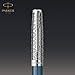 PARKER Sonnet Fountain Pen | Premium Metal and Blue Satin Finish with Chrome Trim | Medium 18k Gold Nib with Black Ink Cartridge | Gift Box