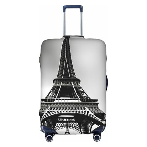 Black Paris Eiffel Tower Print Travel Suitcase Cover Luggage Protector with Elastic Anti Scratch for Carry On