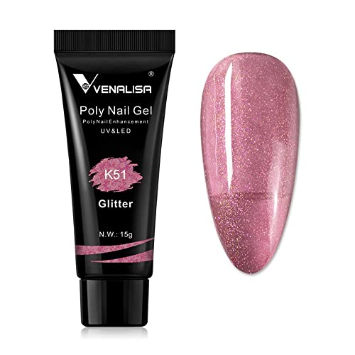 Venalisa Poly Builder Gel - Poly Nail Gel, 15g Acrylic Polish Extension, Transparent Camouflage, Manicure and Pedicure Art (Poly-15g-K51)-image-19