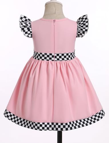 IBTOM CASTLE Baby Girl 1st 2nd Birthday Outfit Race Car Birthday Cake Smash Photoshoot Racer Dress Suit3