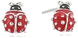 Amazon Collection Girls' Petite Sterling Silver Red Epoxy Ladybug Stud Earrings