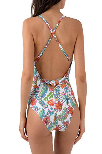 Maillot de bain une pièce imprimé floral blanc Antigel