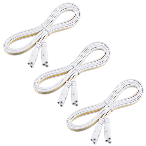 T5 T8 Power Extension Cord 5FT for LED Tube Light Fixture,Double Female End Linkable Cable,3 Prong Lamp Connecting Wire (3 Pack)