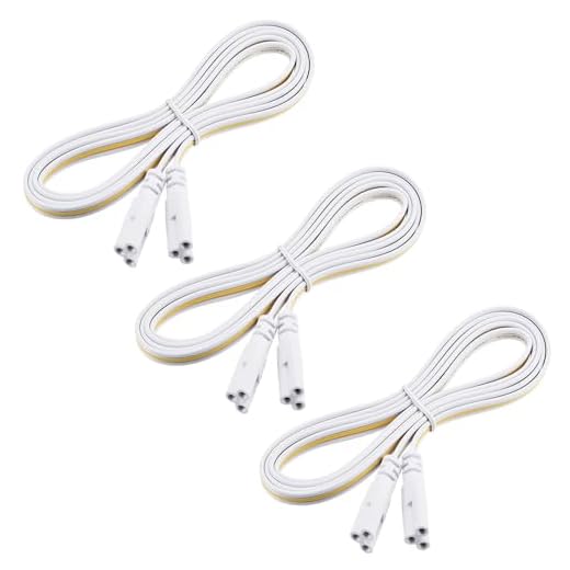 T5 T8 Power Extension Cord 5FT for LED Tube Light Fixture,Double Female End Linkable Cable,3 Prong Lamp Connecting Wire (3 Pack)