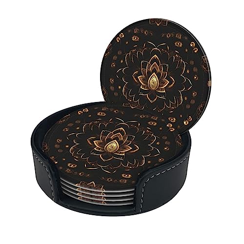 Dessous de verre polyuréthane fleurs lotus dorées boisson décoration - 3