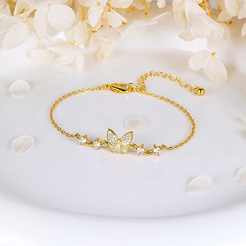 Image of Gold Pearl Bracelet for Women, REAL 14K Gold Plated Double Layered Dainty Pearls Bracelet, Elegant Stackable Flower Jewelry Gift for Her with OT Clasp