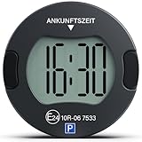 Parkturon Elektronische Parkscheibe PT01 mit Zulassung, Automatische Parkscheibe elektrisch für Autos, Digitale Parkuhr mit 2 Displays & Nachtparkmodus (Schwarz)