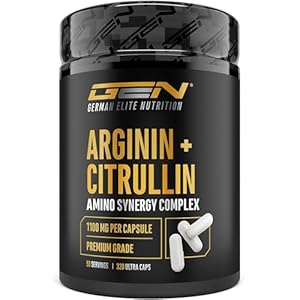 L-arginine + L-citrulline – 320 capsules – 1100 mg per capsule – Extra hooggedoseerde Ultra Caps met arginine-base en citrulline in een 1:1-verhouding – Hoogwaardige aminozuurcombinatie