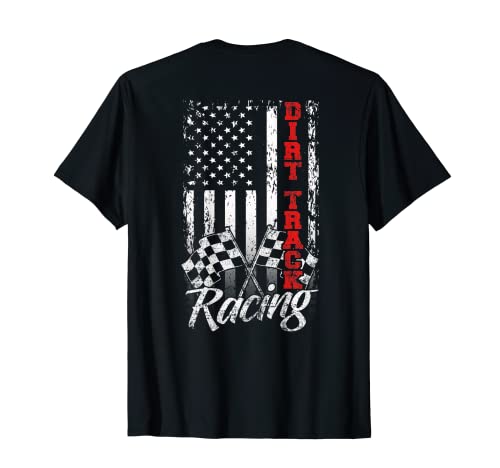 Bandera Americana Dirt Track Racing Car Bike Driver - Impresión trasera Camiseta