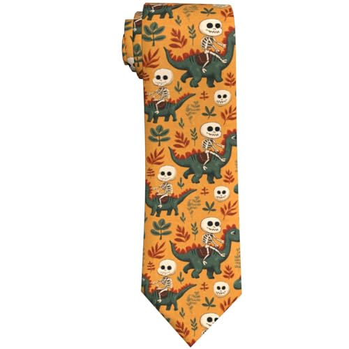 DEKIFNHG Skeleton Riding A Dinosaur MenS Tie Funny Casual Neckties For Men Holiday Season Party Gifts