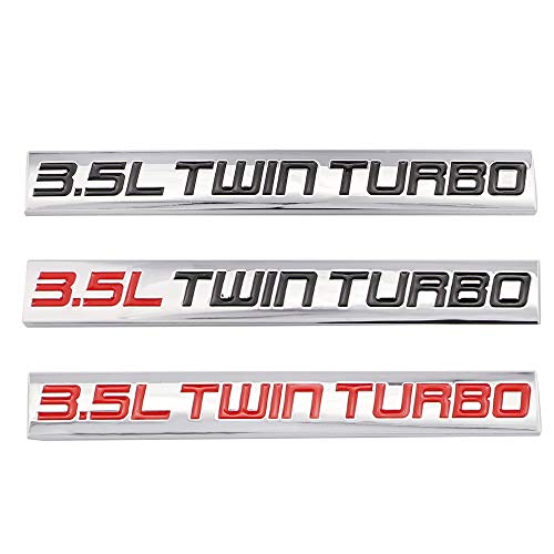 Image of 2PCS 3D 3.5L Twin Turbo Emblem Chrome Finish Metal Emblem Badge Fender Trunk Car Decal Sticker (Red)