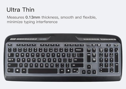 Keyboard Cover for Logitech MK320 K330 MK335 Wireless Keyboard, Waterproof Silicone Keyboard Protector for Logitech MK320 MK335, Black