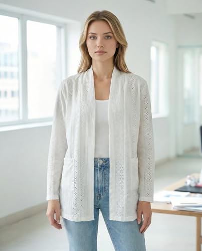 GLEENOD Gilet Femme Été Léger Cardigan Ouvert Maille Ajourée – vue 2