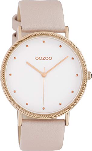 Preisvergleich Produktbild Oozoo Damenuhr Shiny mit Lederband 40 MM Weiß / Rosa C10417