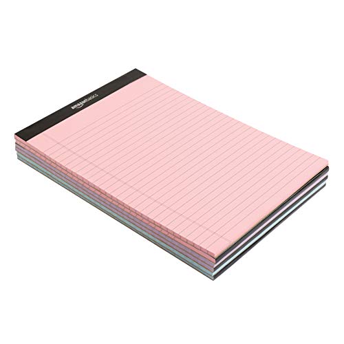 Amazon Basics Wide Ruled 8.5 X 11.75-Inch 50 Sheet Lined Writing Note Pad, Pack Of 6, 300 Count, Multicolor #TOP2