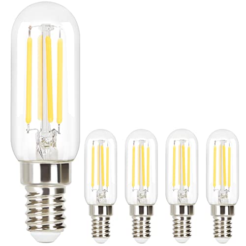 GBLY 4 Piezas LED E14 Lámpara Vintage - T25 Bombilla Edison 2700K 4W Lámpara Incandescente Filamento Blanco Cálido Bombilla de Vidrio Retro Ahorro de Energía Para el Hogar Hotel Bar Cafetería Cover