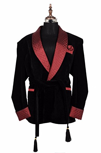 Zainabexports Mens Christmas Party Wear Black Velvet Smoking Jackets Blazers (L)4