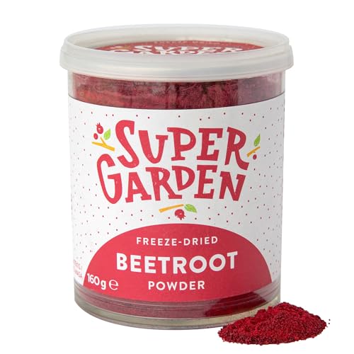 Super Garden Rote Beete Pulver Gefriergetrocknet - 100% Natürlich & Vegan ohne Zusätze - Nährstoffreich für Smoothies, Shakes & Backwaren - Aus Europäischem Anbau