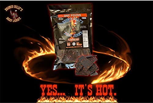 Bronco Billy's Beef Jerky Flaming Hot One Pound Resealable Bag #TOP1