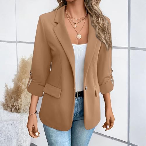 Blazers for Women Business Casual Long Sleeve Office Work Suit Jackets Light Open Front Cardigan with Fake Pockets2