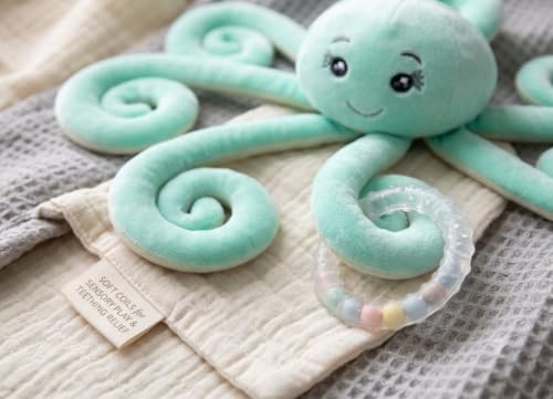 Image of ZEXSAZONE Soft Plush Octopus Toy | Cuddly Baby Stuffed Animal | Safe Toy Companion for Kids & Toddlers | Gift Option (Mint Green)