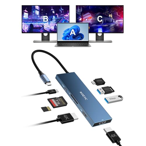USB-Cドッキングステーション デュアルディスプレイ対応 Amazon | KOZYC USB Cドッキングステーション デュアルHDMI 4K @60Hz