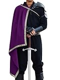 Runcati Mens Renaissance Shawl Half Shoulder Cape Medieval Samurai Cloak LARP Warrior Ren Faire Halloween Costume
