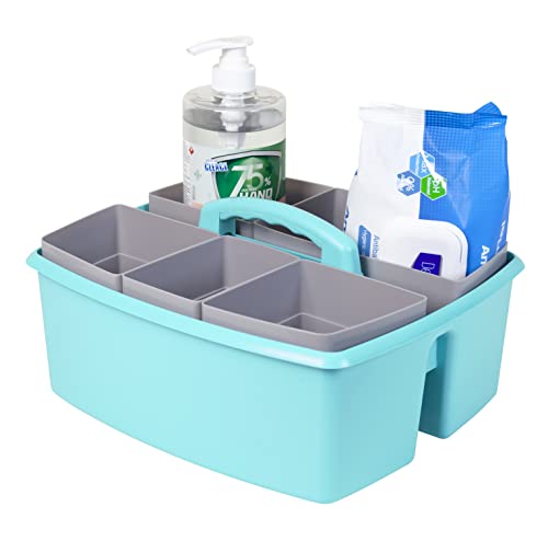 Image of Storex Large Classroom Caddy with Cups, 13 x 11 x 6.575 Inches, Teal, Case of 2 (00984U02C)