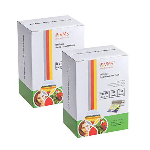 Image of VMS Deluxe 70x100mm 250 Micron Lamination Pouch - 2 x 100 Sheets & VMS Imperial 260 GSM A4 Glossy Photo Paper - 20 Sheets