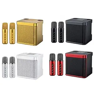 YS-203 Latest Wireless Speaker Small Stereo Speaker with Double Wireless Microphone (Multi Color)