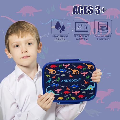 Image of Bento Box for Kids Lunch Box Leak-Proof, Bento Lunch Box with 5 Compartments, Lunch Containers with 3 Silicone Baking Cups, Microwave /Dishwasher Safe (43OZ) (Blue with snack cup)