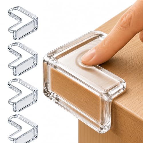 Image of Pack of 4 Silicone Corner Protectors, Baby Safety Table Corner Guards, Clear Transparent Soft Edge Protectors for Sharp Table Corners, Furniture Corner Guards, Child Proof Safety