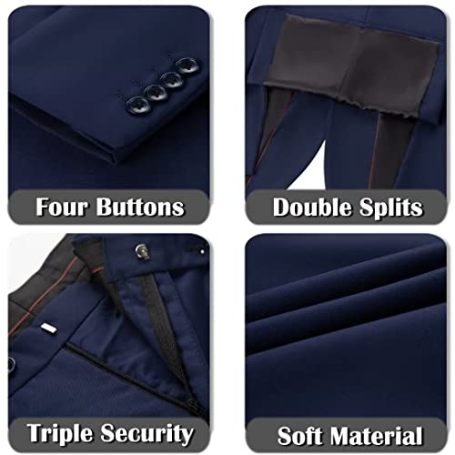Mens Suits Navy Blue Suits For Men Regular Fit Men's Tuxedo Formal Wedding Business Suits 3 Pieces Blazer Vest Pants With Tie M #TOP4