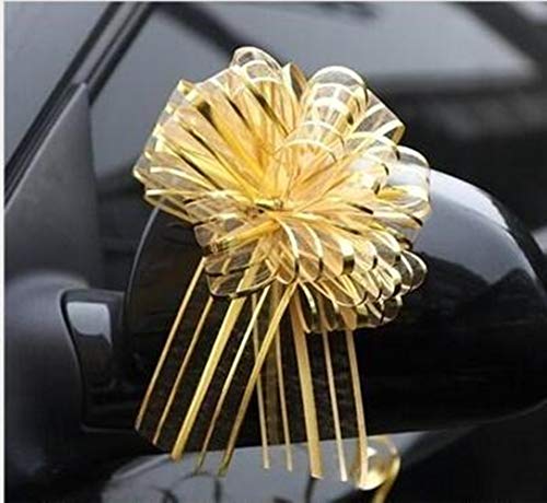 Ozxchixu 20 Pieces Large Organza Pull Bows Gifts Wrapping Bows For Christmas Easter Gift Baskets, Wedding Party Decor, 6 Inches Diameter（Gold） #TOP3
