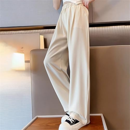 Kids Girls Baggy Straight Pants Solid Color Elastic Waist Comfy Joggers Lightweight Casual Loose Comfy Soft Trouser4