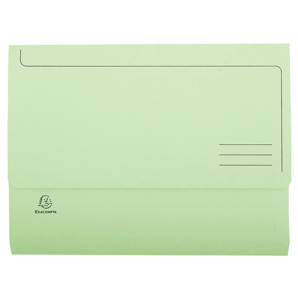 Exacompta 46773E 50er Pack Aktenmappen SUPER DIN A4. Aus stabilen Manila-Karton mit Beschriftungslinlien Pastellfarbe Grün. Ideal für die Aufbewahrung Ihrer Dokumente Sammelmappe