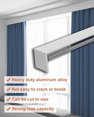 Sistema de riel para cortinas resistente con cenefa para ocultar ganchos 4
