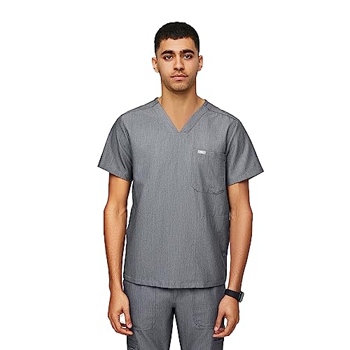 FIGS Chisec Scrub Top for Men – 3 Pockets, Tailored Fit, Squared V-Neck, 4-Way Stretch, Moisture-Wicking